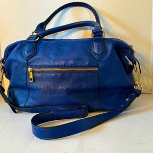 Ora Delphine blue leather satchel/ crossbody. 13”w x 10”t x 5”d